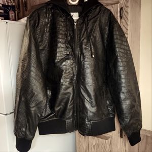 LAMBSKIN LEATHER JACKET WITH ALIGATOR PRINT.